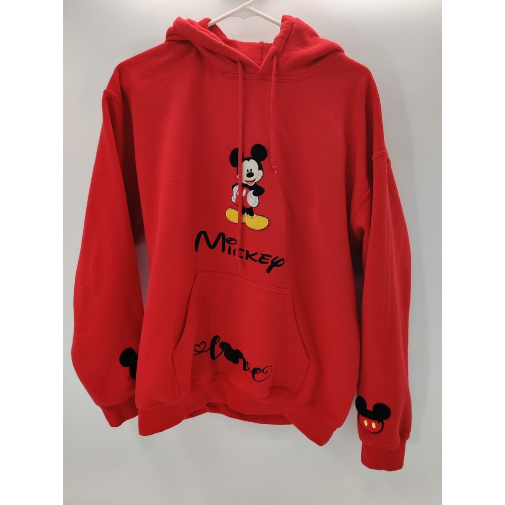 Disney Mickey Mouse Red Hoodie Pullover Sweatshirt Love Ears Sz Universal Medium